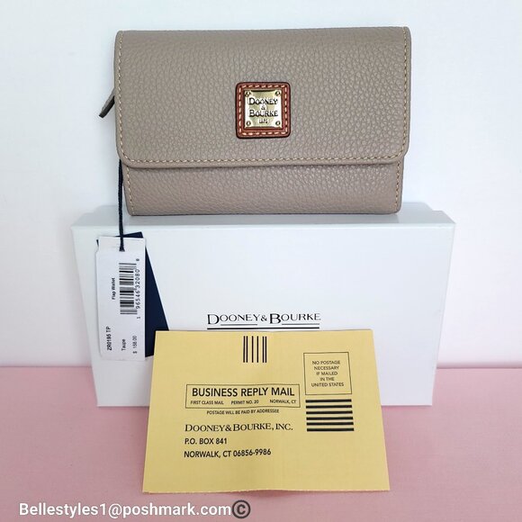 DOONEY & BOURKE Pebbled Grain Leather Medium Flap Wallet with ID Window- Taupe - Picture 16 of 16